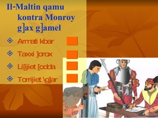 Il-Maltin qamu kontra Monroy g]ax g]amel  Armati kbar Taxxi ]orox Li[ijiet [odda Torrijiet \g]ar 