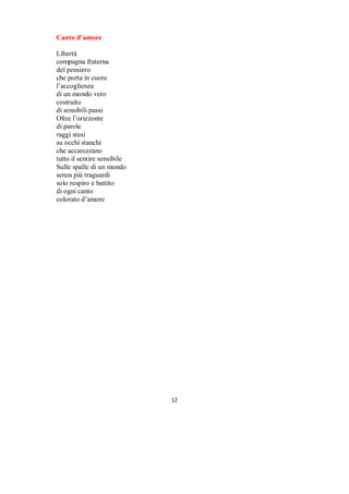 Cerchio di luce

E ci riconosciamo
senza guardarci
ma leggendoci dentro
per l’impercettibile
segno di parole

E ci riconosciamo
per antiche ferite
come incisione profonda
che nell’anima
fanno penetrare il cielo

Noi popolo sensibile
che tatuiamo amore
nei nostri percorsi

Noi fiori selvatici
capaci di vivere
anche nel deserto

E siamo cerchio di luce
d’impercettibile colore
che porta dono d’arcobaleno




                              

 
