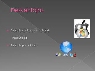 

Falta de control en la calidad

Inseguridad


Falta de privacidad

 