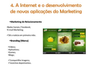 4. A Internet e o desenvolvimento
de novas aplicações do Marketing

 