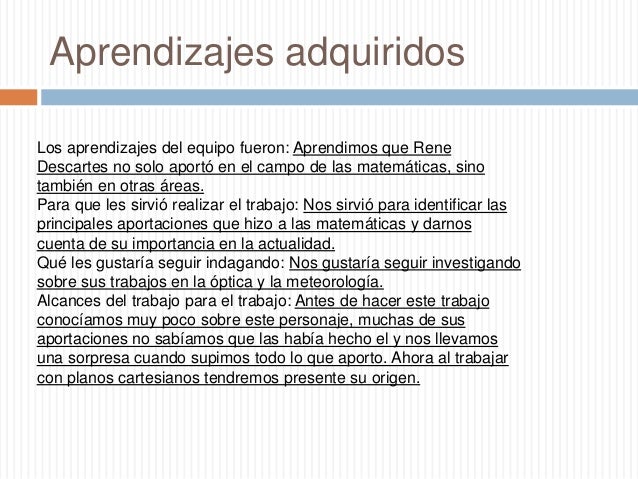 La aportaciones de Descartes a las matemáticas