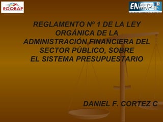 DANIEL F. CORTEZ C REGLAMENTO Nº 1 DE LA LEY ORGÁNICA DE LA ADMINISTRACIÓN FINANCIERA DEL SECTOR PÚBLICO, SOBRE EL SISTEMA PRESUPUESTARIO 