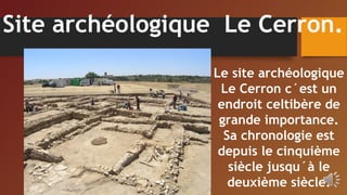 Site archéologique Le Cerron.
Le site archéologique
Le Cerron c´est un
endroit celtibère de
grande importance.
Sa chronologie est
depuis le cinquième
siècle jusqu´à le
deuxième siècle.
 