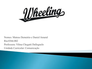 Nomes: Mateus Demetrio e Daniel Amaral 
Ria:0366.002 
Professora: Vilma Chegatti Dallognelo 
Unidade Curricular: Comunicação 
 