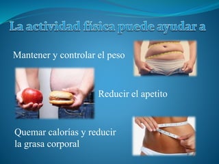 Quemar calorías y reducir
la grasa corporal
Reducir el apetito
Mantener y controlar el peso