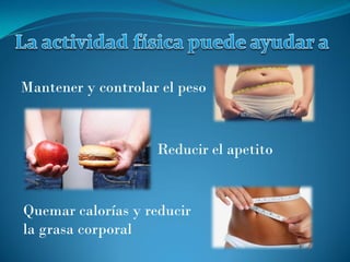 Quemar calorías y reducir
la grasa corporal
Reducir el apetito
Mantener y controlar el peso
 