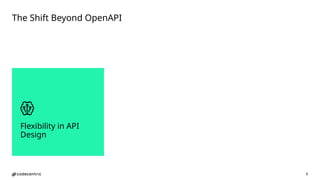 6
Flexibility in API
Design
The Shift Beyond OpenAPI
 