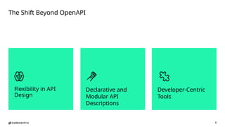 8
Flexibility in API
Design
Declarative and
Modular API
Descriptions
Developer-Centric
Tools
The Shift Beyond OpenAPI
 