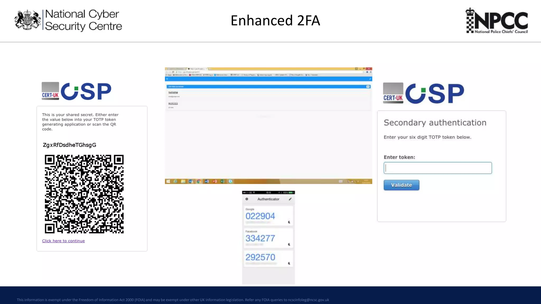 This information is exempt under the Freedom of Information Act 2000 (FOIA) and may be exempt under other UK information legislation. Refer any FOIA queries to ncscinfoleg@ncsc.gov.uk
Enhanced 2FA
 