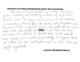 Advice for Future Criminology Students