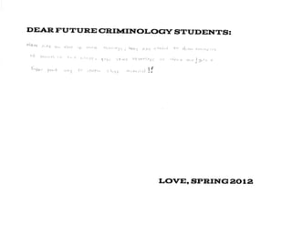 Advice for Future Criminology Students