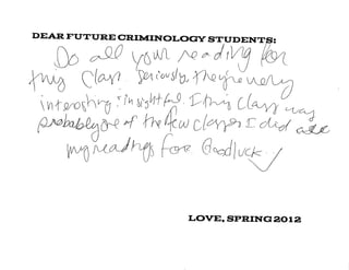 Advice for Future Criminology Students
