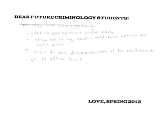 Advice for Future Criminology Students