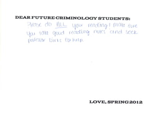 Advice for Future Criminology Students