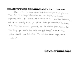 Advice for Future Criminology Students