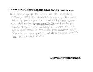Advice for Future Criminology Students