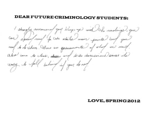 Advice for Future Criminology Students