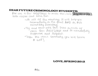 Advice for Future Criminology Students