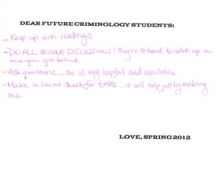 Advice for Future Criminology Students