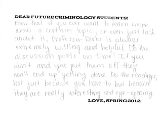 Advice for Future Criminology Students