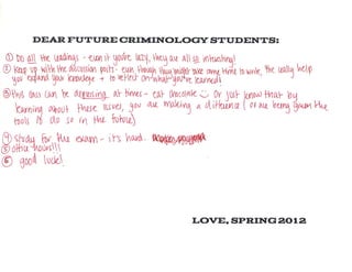 Advice for Future Criminology Students