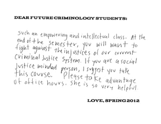Advice for Future Criminology Students
