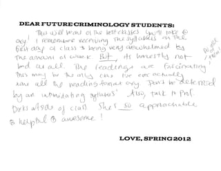 Advice for Future Criminology Students