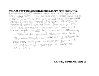 Advice for Future Criminology Students