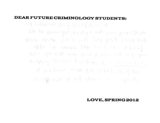 Advice for Future Criminology Students