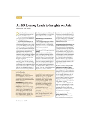 Danielle Monaghan "An HR Journey Leads to Insights on Asia" Interview Article, HR Magazine july 2013 * Cross-Cultural HR Experiences