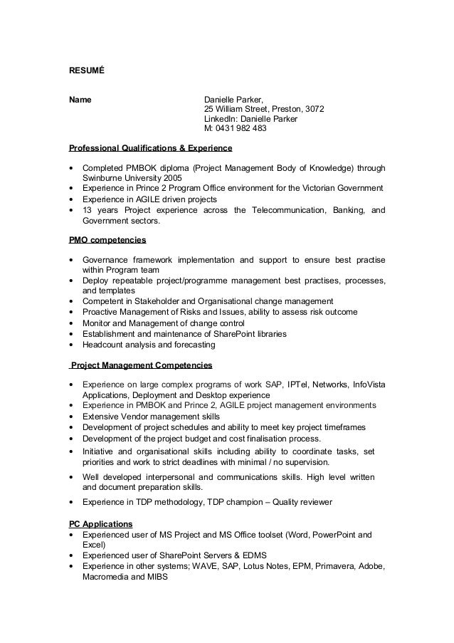 cv organisational skills