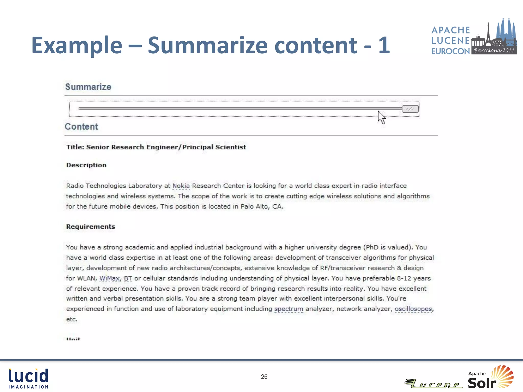 Example – Summarize content - 1




                   26
 