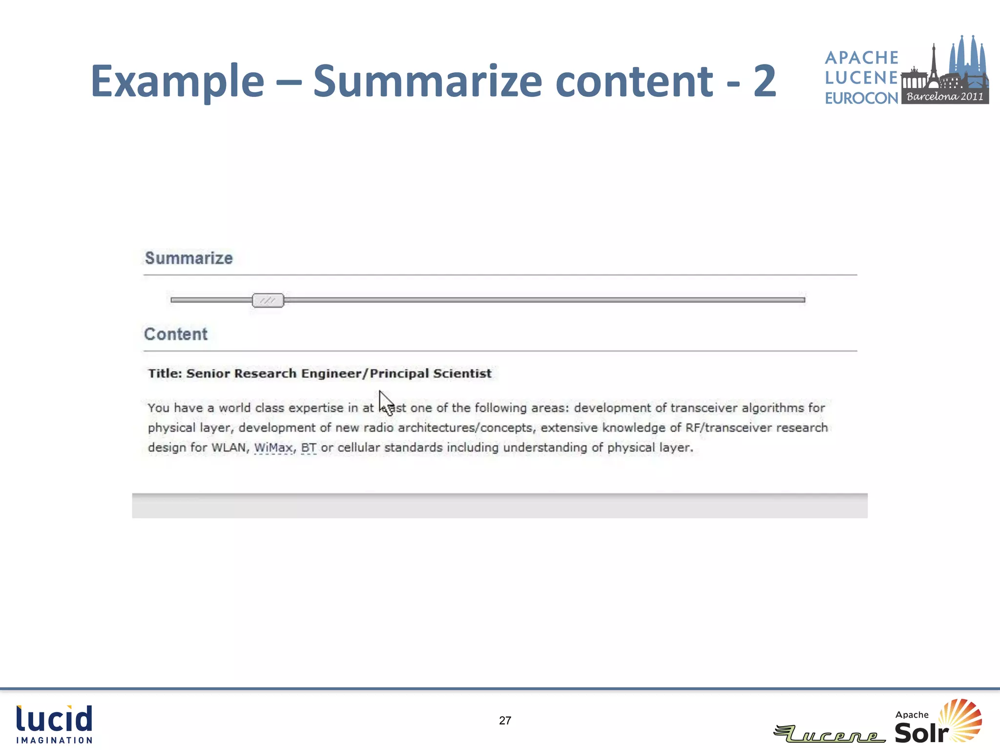 Example – Summarize content - 2




                  27
 