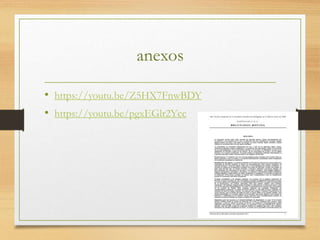 anexos
• https://youtu.be/Z5HX7FnwBDY
• https://youtu.be/pgxEGlr2Ycc
 