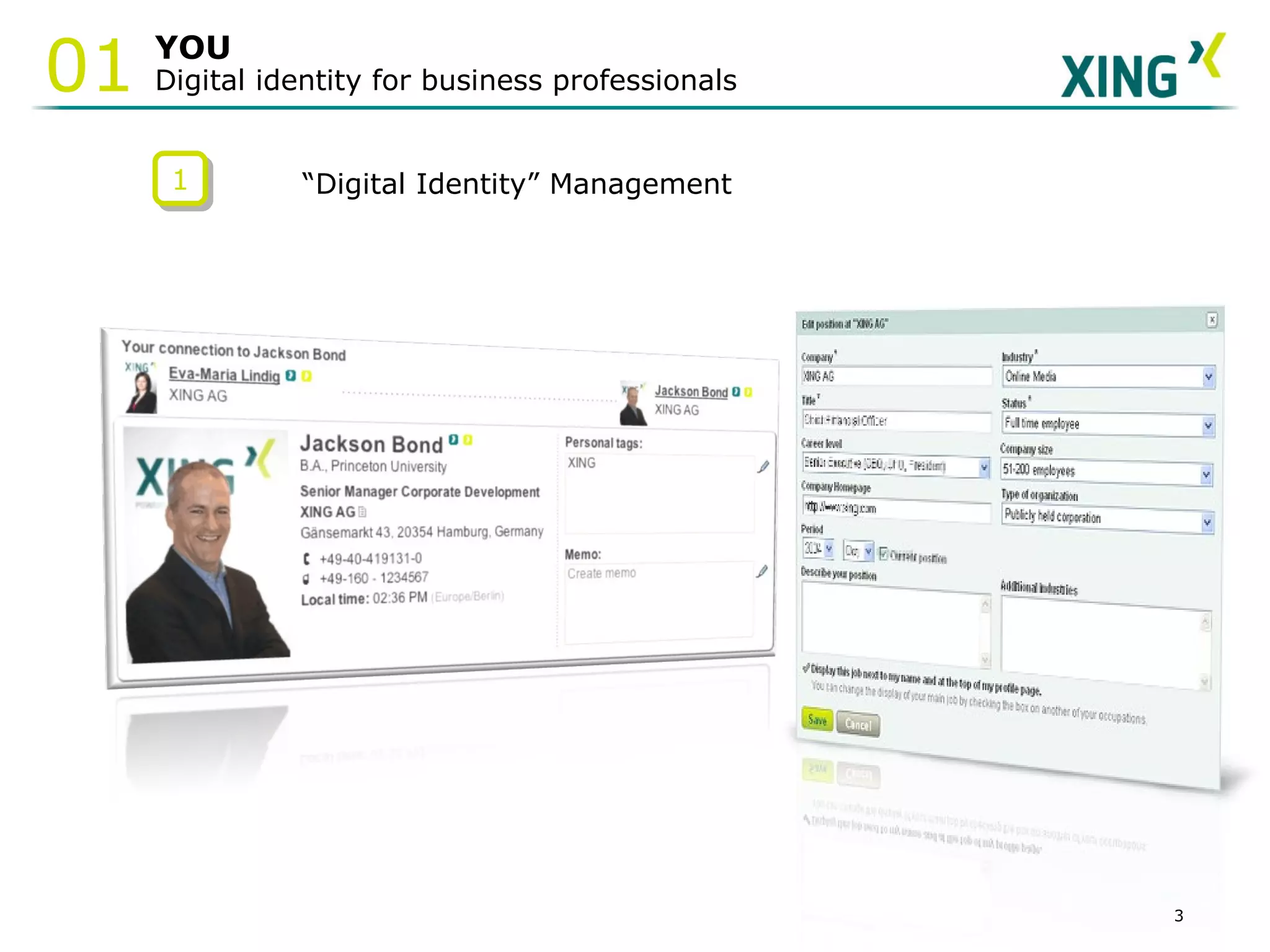 YOU Digital identity for business professionals 01 1 “ Digital Identity” Management 