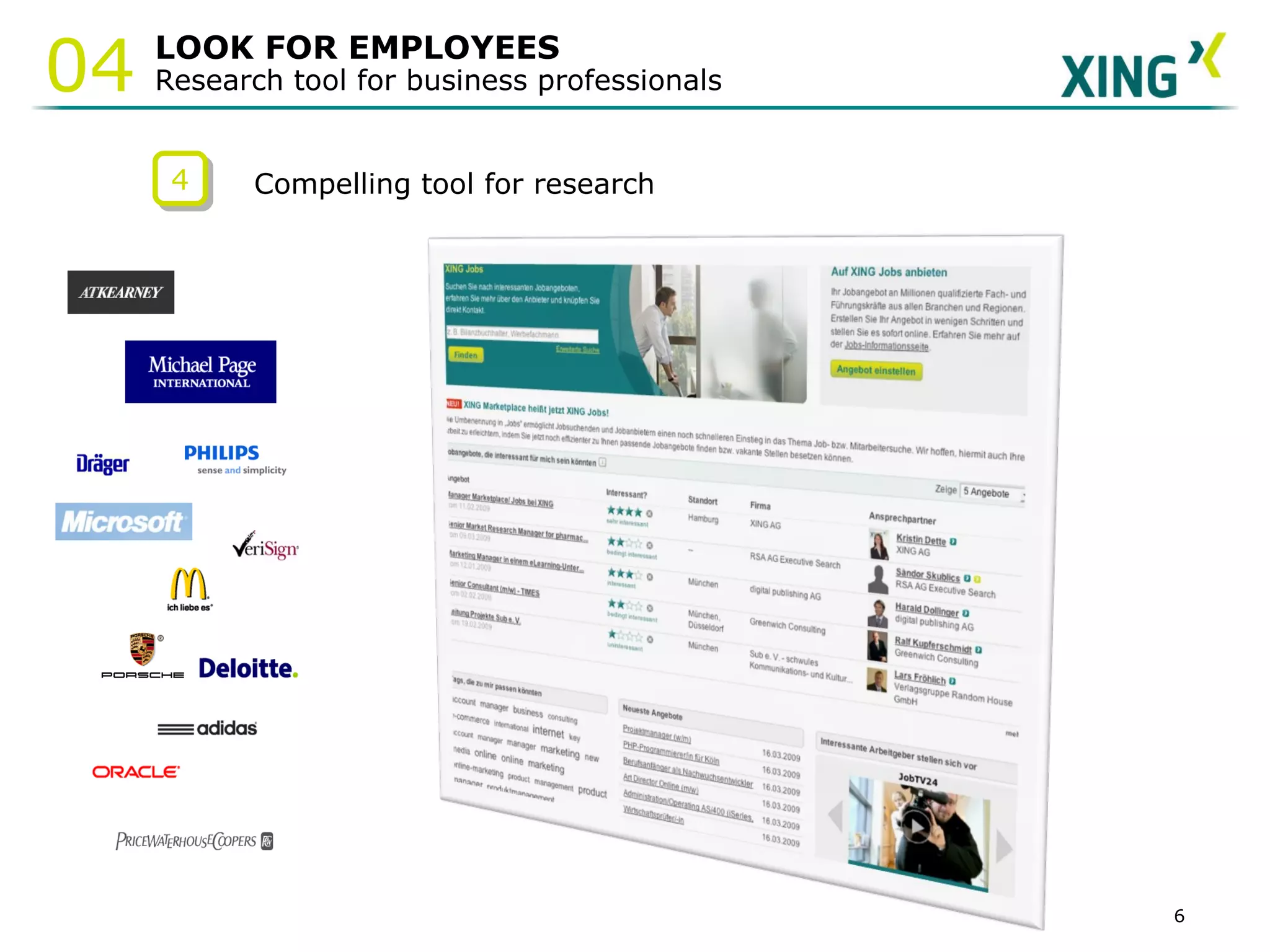LOOK FOR EMPLOYEES Research tool for business professionals 04 4 Compelling tool for research 