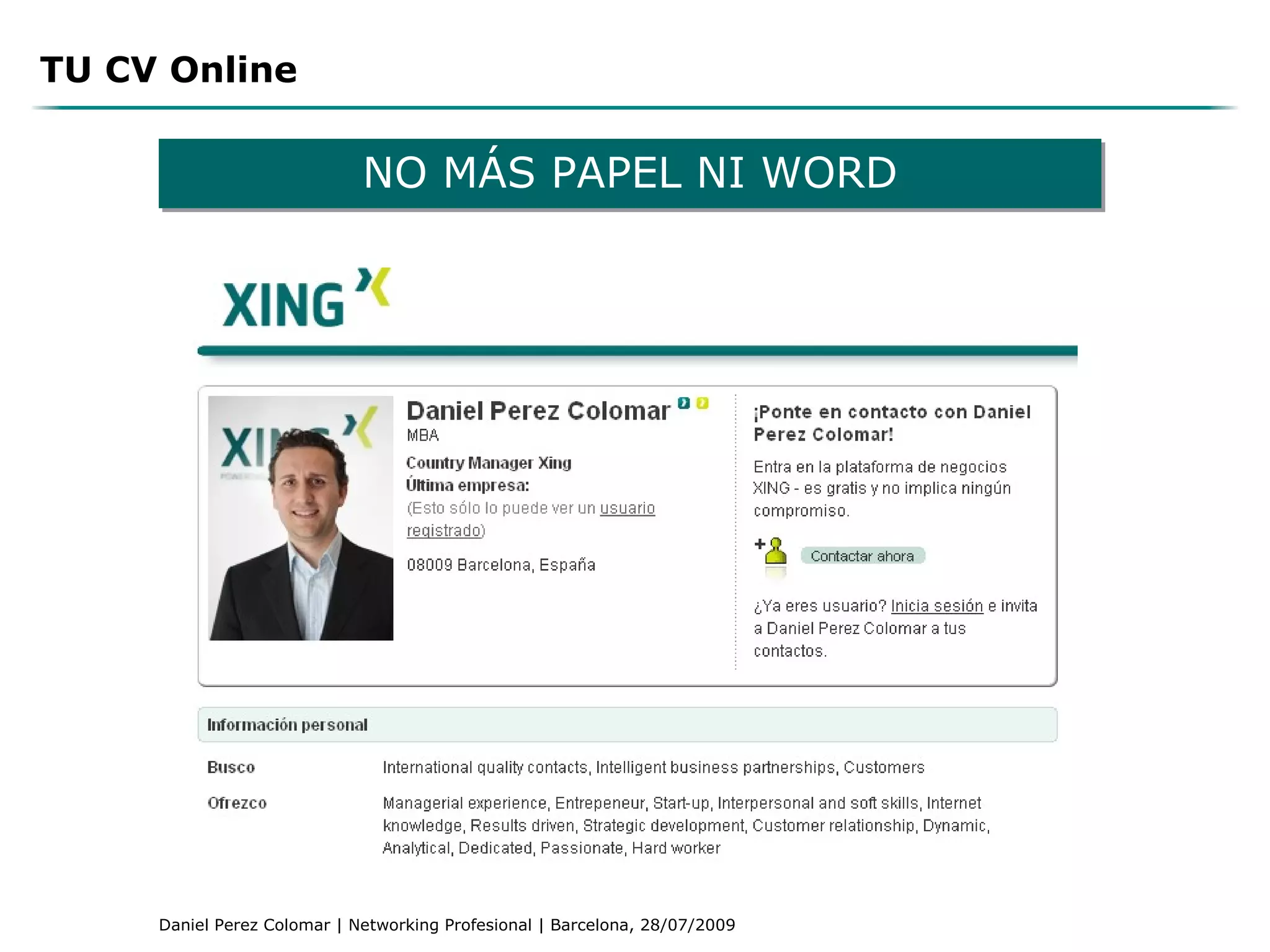 TU CV Online NO MÁS PAPEL NI WORD 