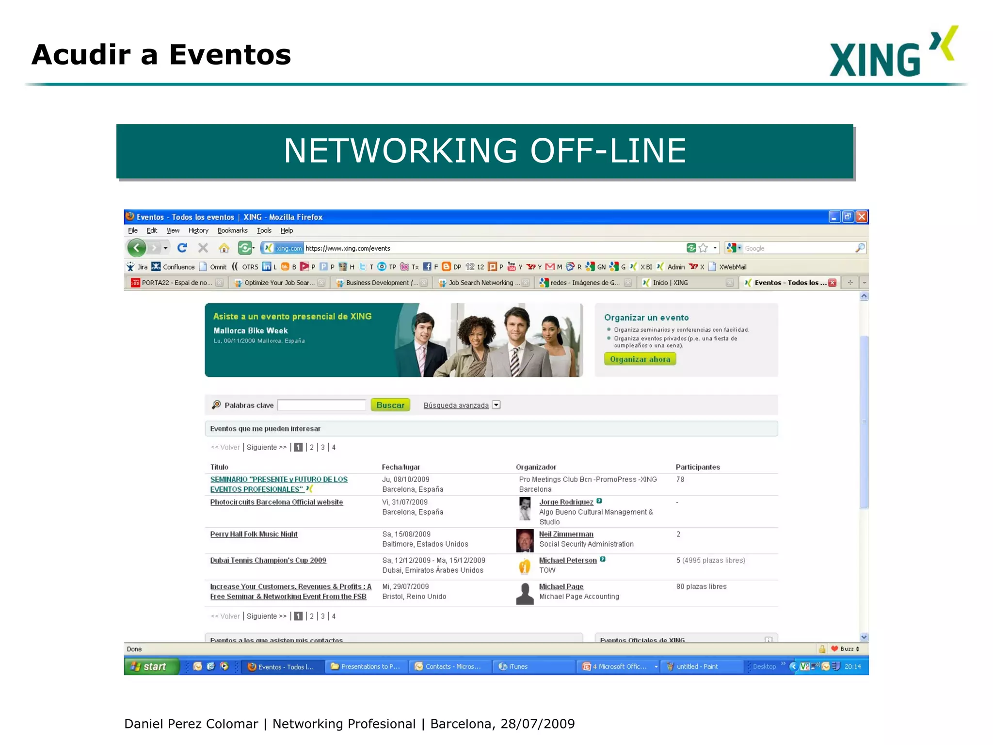 Acudir a Eventos NETWORKING OFF-LINE 