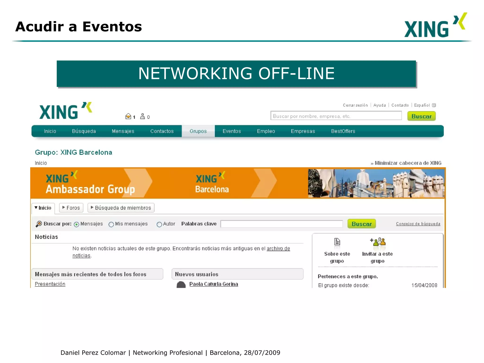 Acudir a Eventos NETWORKING OFF-LINE 