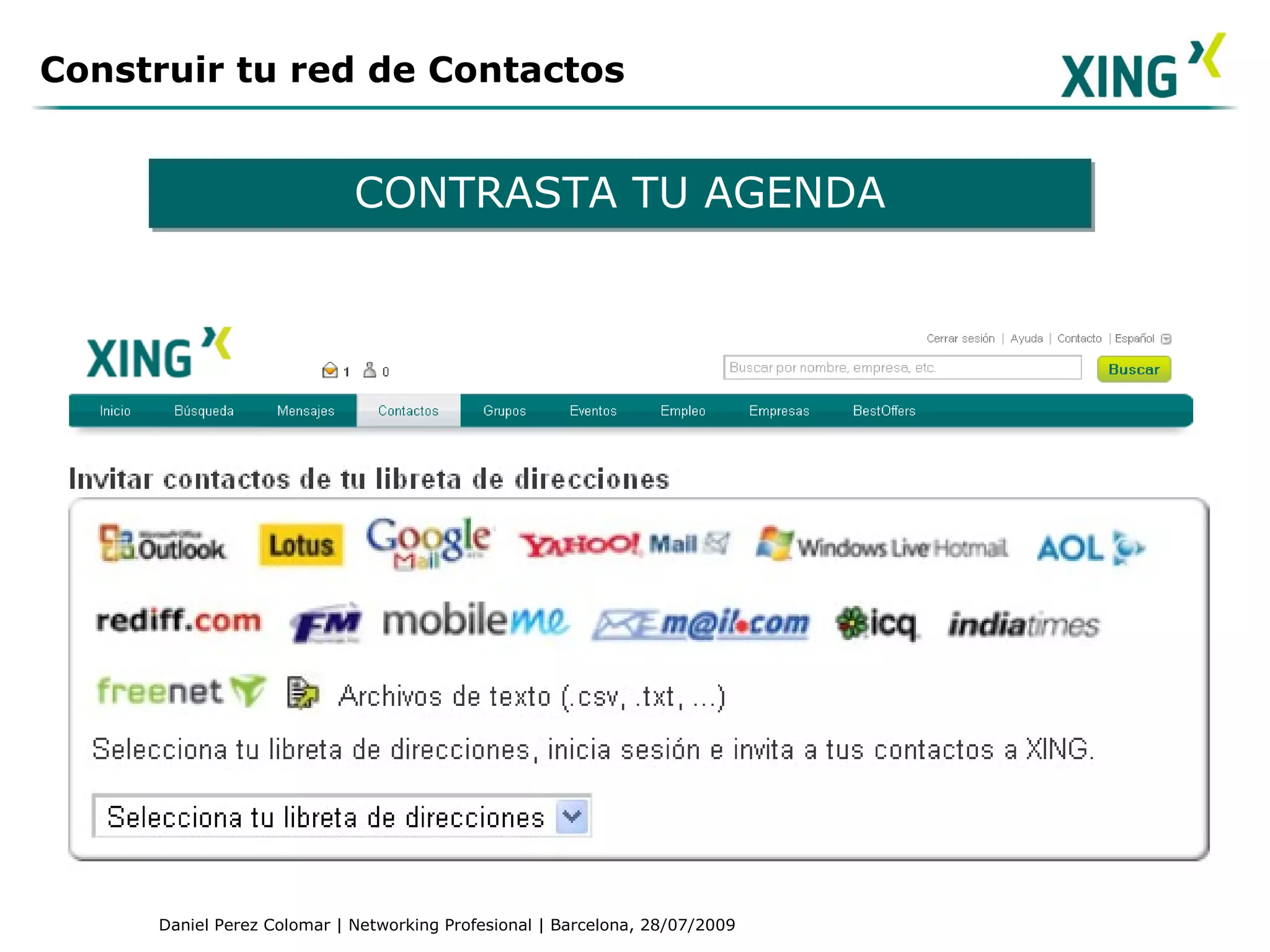 Construir tu red de Contactos CONTRASTA TU AGENDA 