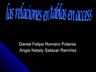 Daniel Felipe Romero PolaniaDaniel Felipe Romero Polania
Angie Nataly Salazar RamírezAngie Nataly Salazar Ramírez
 
