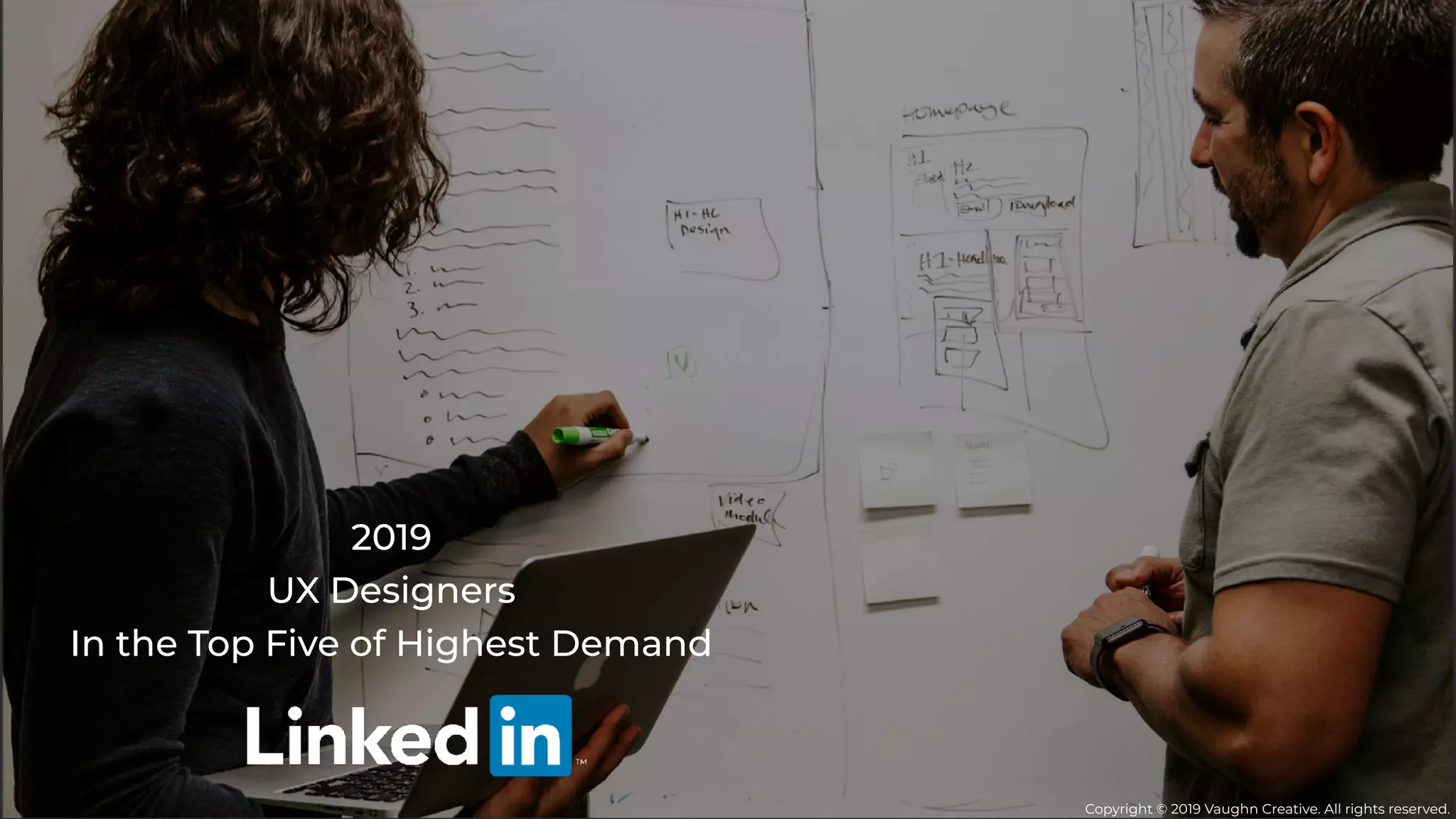 Copyright © 2019 Vaughn Creative. All rights reserved.
2019
UX Designers
In the Top Five of Highest Demand
 