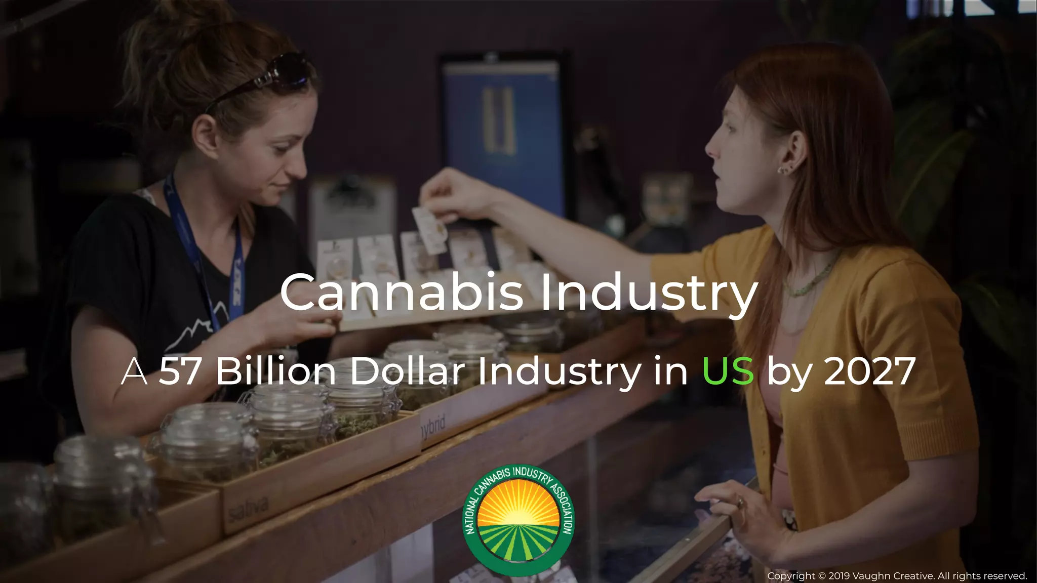 Cannabis Industry
A 57 Billion Dollar Industry in US by 2027
Copyright © 2019 Vaughn Creative. All rights reserved.
 