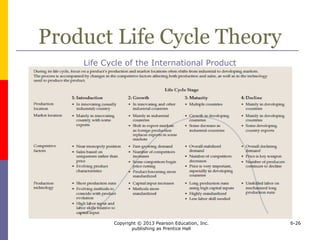 Copyright © 2013 Pearson Education, Inc.
publishing as Prentice Hall
6-26
Product Life Cycle Theory
Life Cycle of the International Product
 
