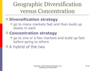 Copyright © 2013 Pearson Education, Inc.
publishing as Prentice Hall
12-24
Geographic Diversification
versus Concentration
Diversify or Concentrate: The Role of Product and Market Forces
 