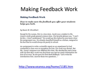 Making Feedback Work
http://www.veanea.org/home/1185.htm
 