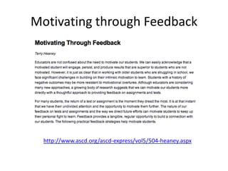 Motivating through Feedback
http://www.ascd.org/ascd-express/vol5/504-heaney.aspx
 