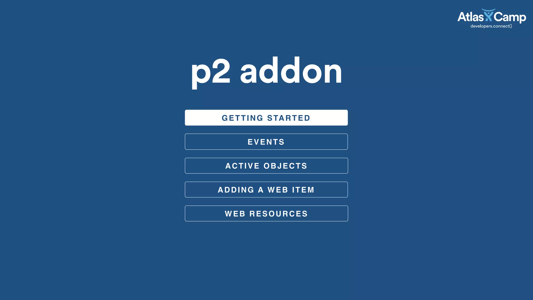 ACTIVE OBJECTS
GETTING STARTED
p2 addon
ADDING A WEB ITEM
WEB RESOURCES
EVENTS
 