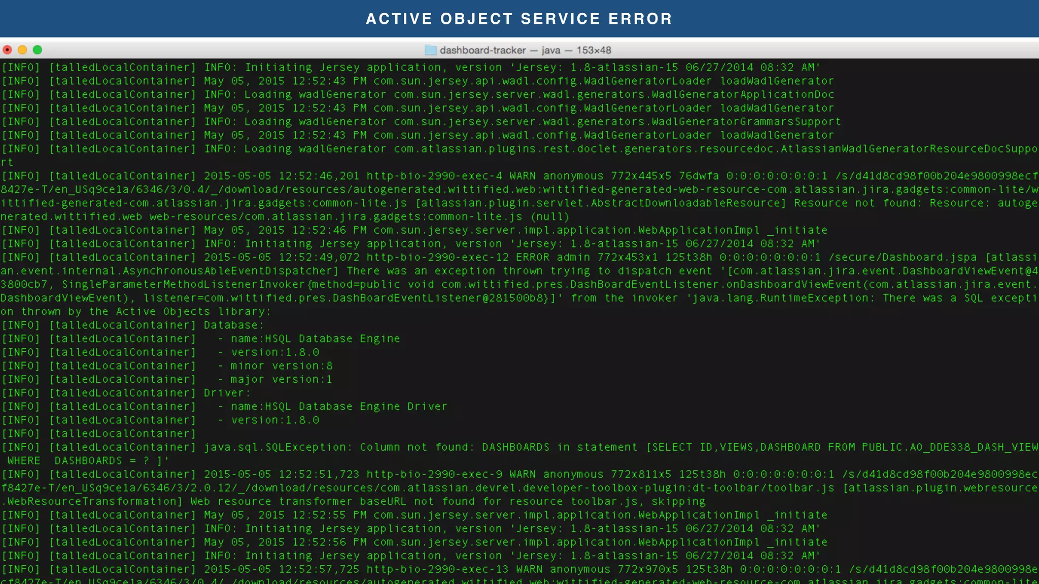 ACTIVE OBJECT SERVICE ERROR
 