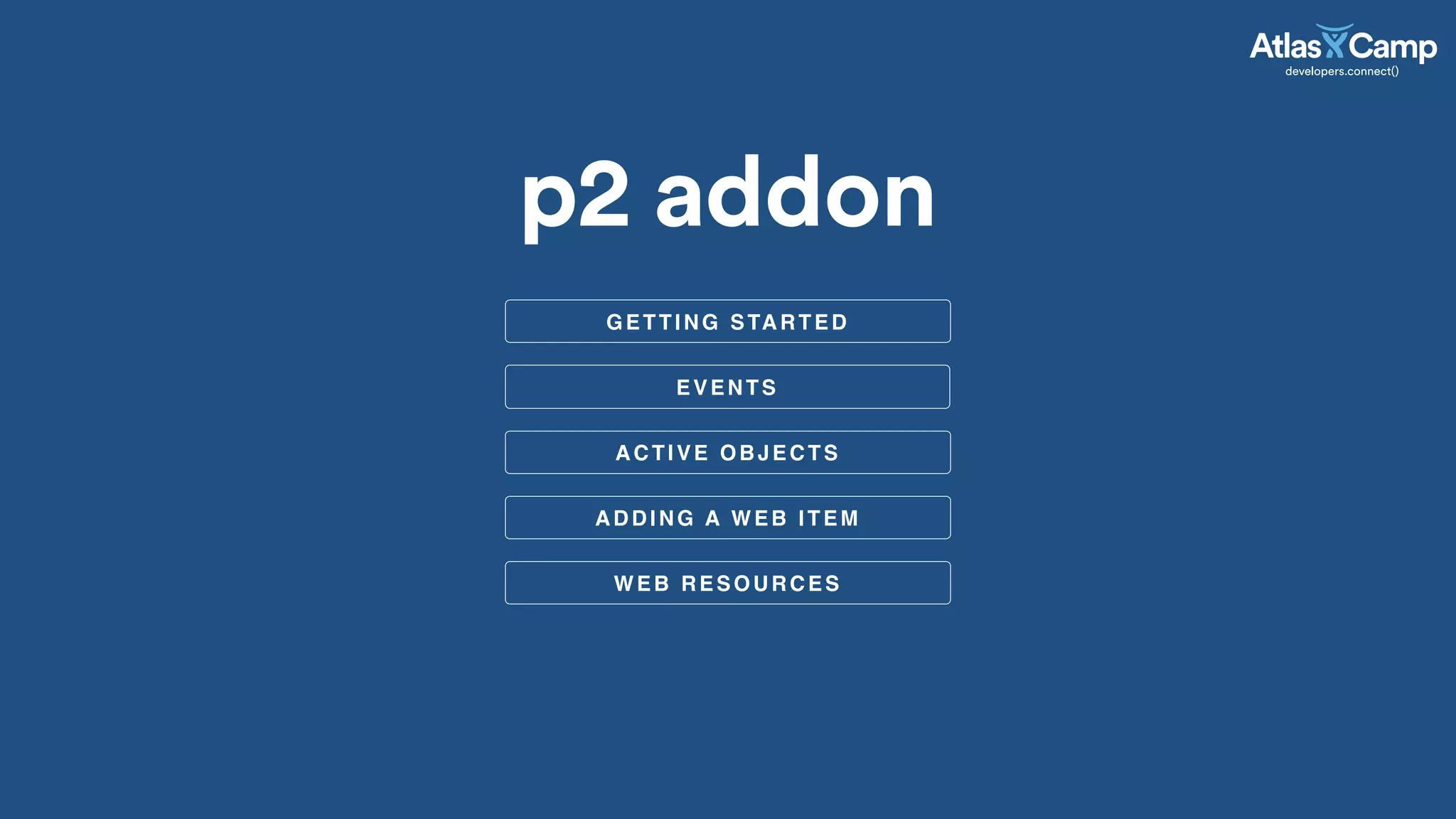 ACTIVE OBJECTS
p2 addon
EVENTS
ADDING A WEB ITEM
GETTING STARTED
WEB RESOURCES
 
